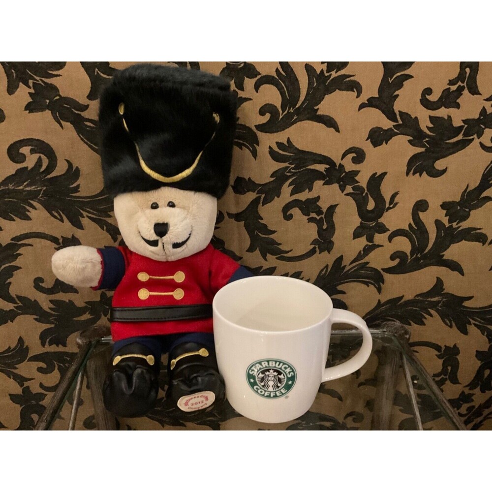 Starbucks Lot Ceramic coffee/tea Mug and Starbucks plush 2012 Nutcracker bear.